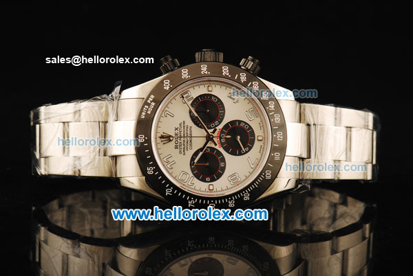 Rolex Daytona Chronograph Swiss Valjoux 7750 Automatic Movement Steel Case with Arabic Numerals and Black Bezel - Click Image to Close